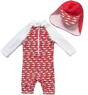 [Agreeone] Baby Girl Sunsuit Toddler Bathing Suit UPF 50+ Sun Protection Long Sleeve Swimwear