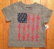 NWT Boy's Old Navy Shirt American Flag Shark Design July 4th Size 3-6 Months