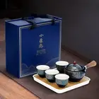 Kongfu Tea Set, Rotating Teapot with Handle Tea Strainer, Chinese Traditional Ce