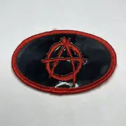 Iron Sew On Patch - Black And Red Anarchy Symbol BgD