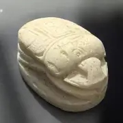 Egyptian Limestone Scarab Sculpture - 250 g - Hand Carved Ancient Egyptian Art