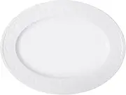 Cellini Oval Serving Platter by Villeroy & Boch - Premium Porcelain - Made in Germany - Dishwasher and Microwave Safe - Elegand Engraved Detail - 15.75 Inches Oval Platter White