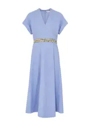 Rebecca Vallance Carine Bouclé Woven Midi Dress - Blue - 10 (UK10 / S) 10 (UK10 / S)