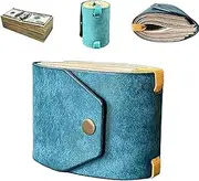 [Generic] The Cash Wrap Wallet, Fast Cash Access Money Holder for Travel, Handy Purse Bands with Magnetic Clasp, Small Compact Luxury (Blue)