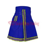 Firefighter High Visibility Blue Utility Kilt 100% Cotton Men's Scottish Kilt
