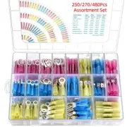 250/480x Heat Shrink Wire Connectors Butt Ring Spade Fork Splice Terminals Set