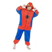 Kids Boys Girls Pajamas One Piece Hooded Jumpsuit Nightwear Cartoon Spiderman Sleepwear Z 130cm