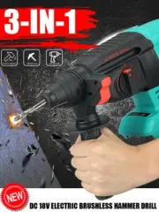 Cordless 18V Brushless Electric Hammer Drill Pick Rotary Tool + Auxiliary handl