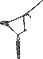 BLACK HOOF Mule Tape Halter W Macrame Braid & 9' Detachable Lead Horse Size