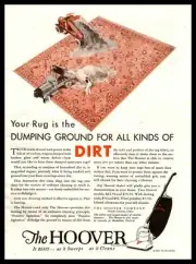 1929 Hoover Vacuum Cleaners Dumptrucks Dumping Dirt On Rug Vintage Print Ad