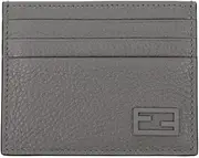 [FENDI] Men's Leather Gray FF Logo Credit Card holder, Gray, Wallet