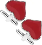 [SAFIGLE] 1 Pair Romantic Heart Cufflinks Red Wedding Cufflinks French Cuff Shirts Cufflinks for Tuxedo Dress Shirts Groomsmen Special Occasions Use