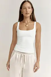 BASE Everyday Staple Singlet Top White