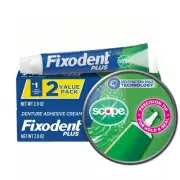 Fixodent Denture Adhesive Cream Plus Scope, 2 Ounce, Pack of 2 (Packaging May Va