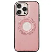 For iPhone 15 Plus Logo View ic Case Litchi Texture PU Leather Coated TPU Phone Cover