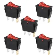 Boat Rocker Switch Red LED DC 12/24V Toggle Switch AC 250V/15A 125V/20A 5pcs