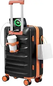[YANQIAO] 20” Suitcase, Airline Certified Luggage, Carry-on Luggage, Hard Shell Lightweight Luggage with Spinner Wheels, Black, Carry On- 20inch, Traveling