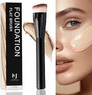 JoMay Foundation Brush for Liquid Makeup, Flat Top Kabuki Professional Make up Brushes for Blending, Cream, Powder,Blush Buffing Stippling Face Makeup Tools, Black (Black)