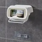 1 Set Storage Shelf Self-adhesive Storing No Marking Kitchen Shower Shelf White