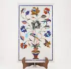 18" x 12" Marble Corner Side Table Top Semi Precious Stones Handmade Inlay