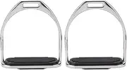 2pcs Iron Stirrup, Riding Equestrian Plating Iron Horse Stirrups with Black Rubber Horse Mat Equestrian Supplies with Pads