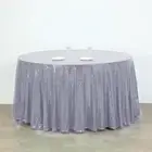 132" Silver SEQUIN ROUND TABLECLOTH Light Gray Party Catering Reception Linens