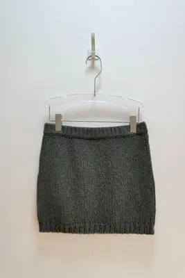 高級灰色羊毛針織超短裙臀半裙