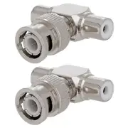 2 Pcs BNC Male to 2-RCA Female Coax Coaxial Video Adapter Connector CCTV Camera