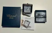 BNIB Chopard Geneve 'Happy Day' Travel Table Alarm Clock in Stainless Steel