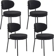 WOTSTA Dining Chairs Set of 4, Modern Kitchen & Dinings Room Chair Velvet Kitchen Dining Chairs, with MetalLegs for Living Room, Cafe, Load Up to 150kg (Black)