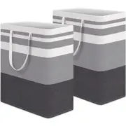 Large Laundry Basket,Waterproof,Freestanding Laundry Hamper,Collapsible Tall Clothes Hamper with Extended Handles (Grey,2Pack,100L)