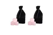 2x 6pc Bartender Rose Quartz Gin Stones Reusable Ice Cubes Set w/ Velvet Pouch