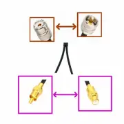 1x PL259 SO239 UHF to 2x RCA phono Male/Female Splitter/Combiner Y Adapter cable