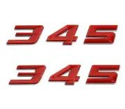 2pcs 345 Emblem Side Rear Fender Badge Body Sticker Logo Adhesive (Silver Red)