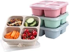 4 Pack Snack Containers, 4 Compartments Bento Box for Meal Prep and Food Storage