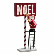 Santa Clause Lighted Holiday Christmas NOEL Santa Ladder Sign w/ Timer 34" Tall