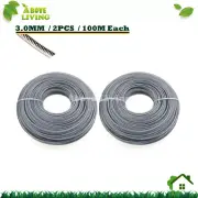 2X 3.0mm x 100M Steel Wire String Trimmer Line Brushcutter Whipper Snipper Cord