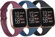 Tobfit Pack 3 Slim Bands Compatible with Fitbit Versa 2 Bands/Fitbit Versa/Fitbit Versa Lite/SE, Silicone Replacement Smartwatch Wristband for Women Men