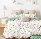 Duvet Cover King, 600 Thread Count Cotton 3Pcs Bedding Set Yellow Flowers and Gr