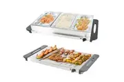 Alston Food Warmer Buffet Electric Server Variable Temperature Control Stainless Steel 2.5L x3 Tray Bain Marie With Lid For Catering Party Banquet Dining