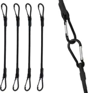24 Inch Bungee Cord with Carabiner Hook | 4 Pack Superior Latex Heavy Duty Strap