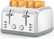 Toaster 4 Slice Retro Stainless Steel,Best Prime 4 Slice Toaster Wide Solt with