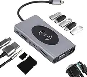 Laptop Docking Stations - Laptop Port Splitter | 13 In 1 USB C Docking Station USB 3.0 Port Monitor Adapter for All L
