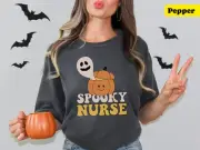 Spooky Nurse Thirt Cute Halloween Apparel Unisex Retro 60s Nursing Tee Shirt