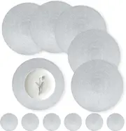 Round Placemats Set of 6, 38 cm Heat Resistant Round Braided Table Mats with Coasters Set of 6 Washable Woven Place Mats (Silver)