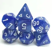 New 7 Piece Polyhedral Pearlescent Overcast Night Blue Dice Set With Bag D&D RPG