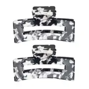 2PK Annabel Trends Tamed Hair Claw Clamp Women's Accessory 8.5cm Black/White