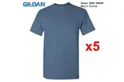 5 Packs Gildan T-SHIRT Blank Plain Basic Tee Men Heavy Cotton (Indigo Blue)