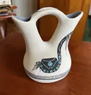 Native American Broken Arrow Wedding Vase Pottery Double Neck 5-3/8” tall