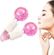 Facial Roller Massager, Facial Ice Globes, Cooling Massage Balls for Face, for Cold Skin, Tighten the Skin, Reduce Swelling and Dark Circles, Improve Blood Circulation (Pink)